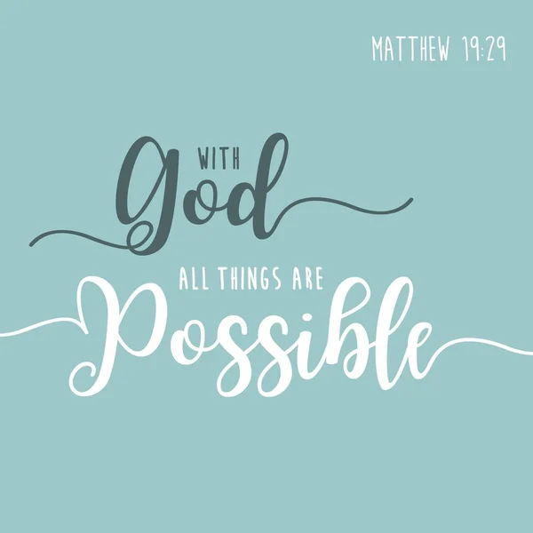 Biblical Phrase Bible Typography Poster God All Things Possible Matthew — Stock Vector