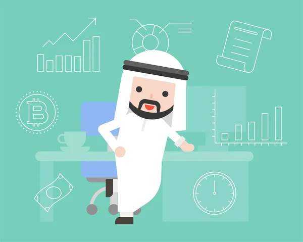 Αραβικά Έξυπνος Επιχειρηματίας Γραφείο Και Επιχειρηματικό Σύμβολο Εικονίδιο Του Φορέα — Διανυσματικό Αρχείο