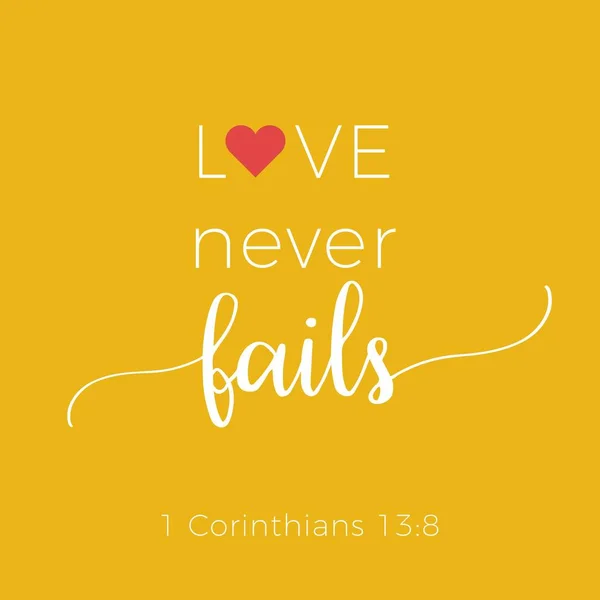 Frase Bíblica Coríntios Amor Nunca Falha Design Tipografia Para Uso — Vetor de Stock