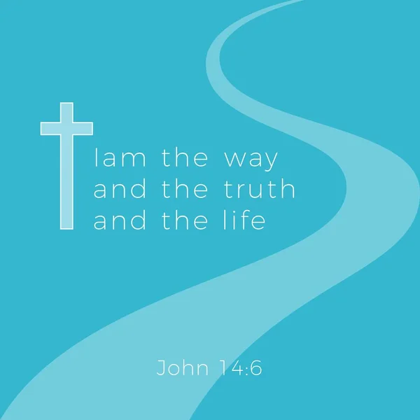 圣经短语从约翰福音 我的方式和真相和生活 排版设计用作印刷海报 传单或 — 图库矢量图片