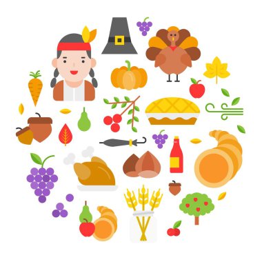 Şükran günü simgesini düzenlemek daire şekli olarak kapağı, arka plan, duvar kağıdı, fon olarak kullanmak için