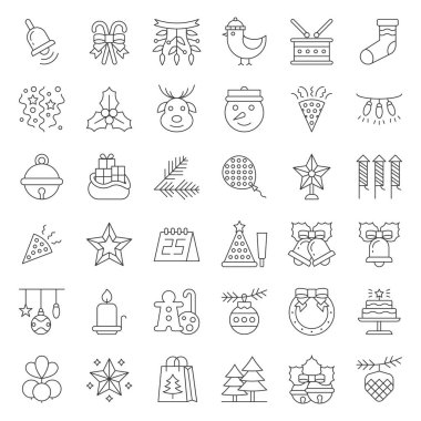 Noel simge kümesi, düzenlenebilir kontur anahat süsler