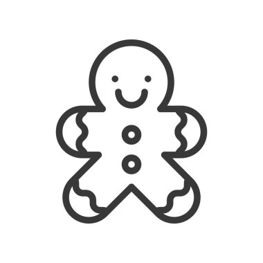 Zencefilli kurabiye adam, vektör çizim, Noel kavramı basit simgesi