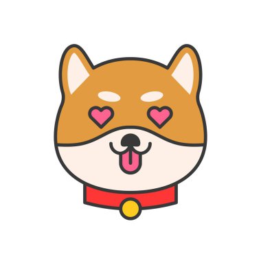 Shiba Inu ifade, doldurulmuş anahat tasarlamak vektör