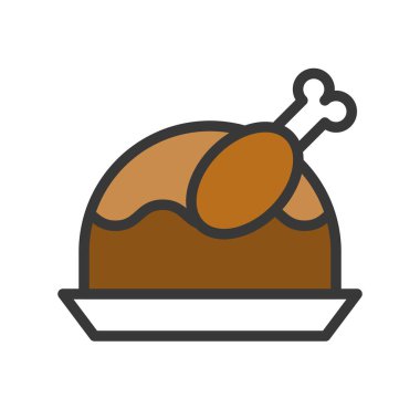 pişmiş Türkiye, vektör çizim, Noel kavramı basit simgesi