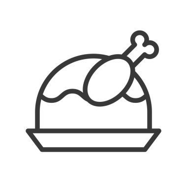 pişmiş Türkiye, vektör çizim, Noel kavramı basit simgesi