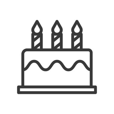 Noel kek ve mum. düzenlenebilir anahat simgesini