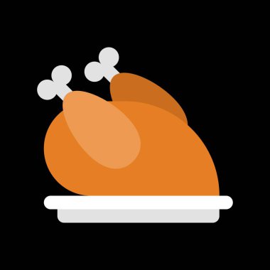 Kızartma Türkiye, neşeli Noel simge seti, düz tasarım