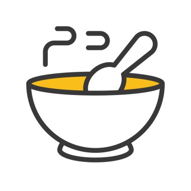 sıcak çorba kaşığı ve kase simgesi olan. düzenlenebilir anahat