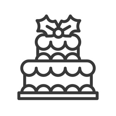 Noel kek simgesi dekorasyon Ökseotu ile katmanlı. düzenlenebilir anahat