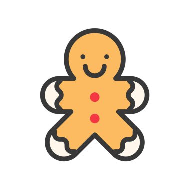 Zencefilli kurabiye adam, vektör çizim, Noel kavramı basit simgesi