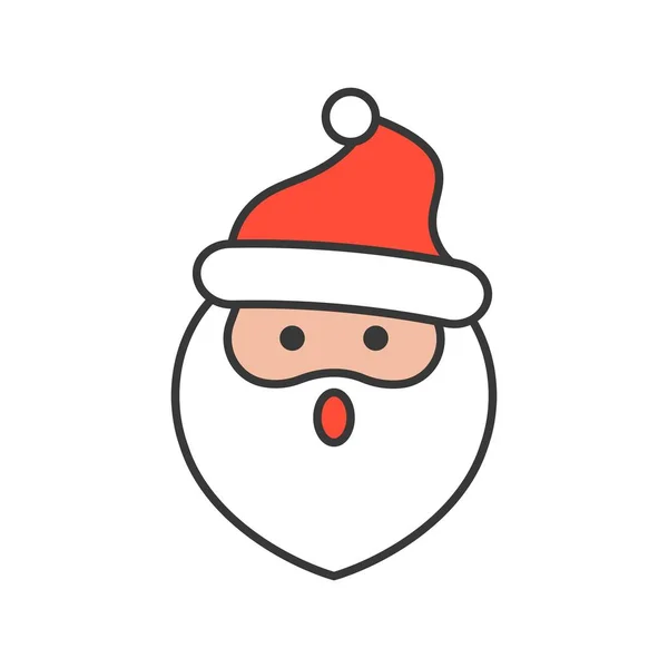 Emoticon Bonito Papai Noel Ilustração Vetor Desenho Esboço Preenchido — Vetor de Stock