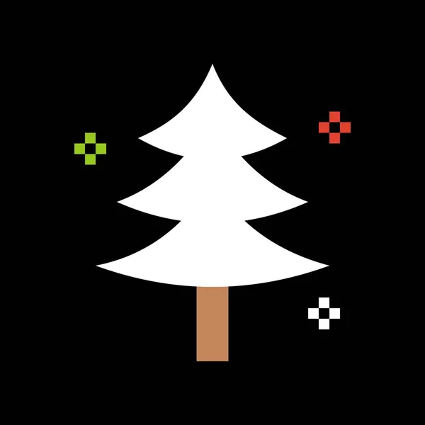 Christmas Tree Snow Fall Merry Christmas Icon Set Flat Design — Stock Vector