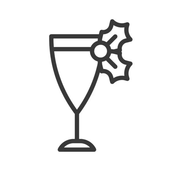 Vektor Illustration Der Festlichen Champagner Oder Weinglasdekoration Mit Stechpalmensymbol Weihnachtskonzept — Stockvektor