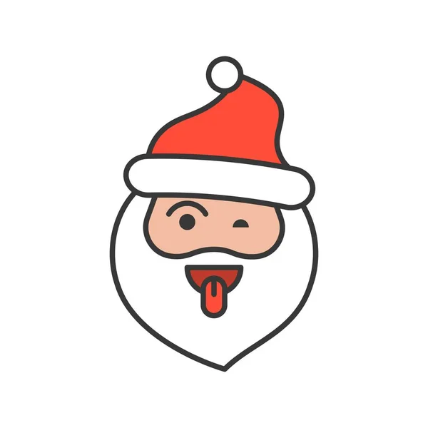 Emoticon Bonito Papai Noel Ilustração Vetor Desenho Esboço Preenchido —  Vetores de Stock