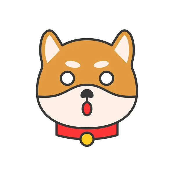 Shiba Inu Emoticon Filled Outline Design Vector Illustration — Stock Vector