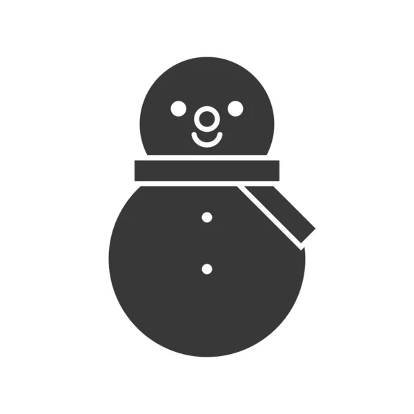 Bonhomme Neige Drôle Dans Icône Contour Solide Concept Hiver Noël — Image vectorielle