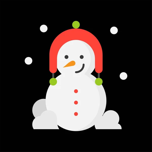 Icono Contorno Muñeco Nieve Color Invierno Concepto Navidad — Vector de stock