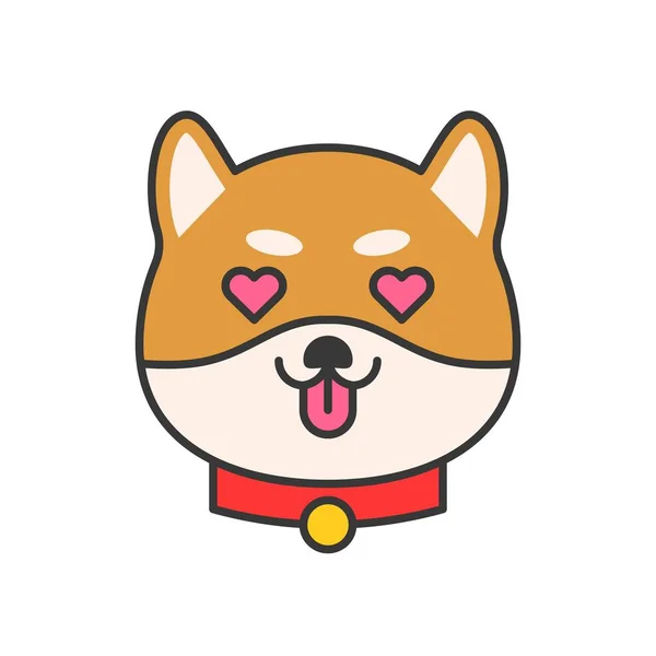 Shiba Inu Emoticon Ilustração Vetorial Esboço Preenchido — Vetor de Stock