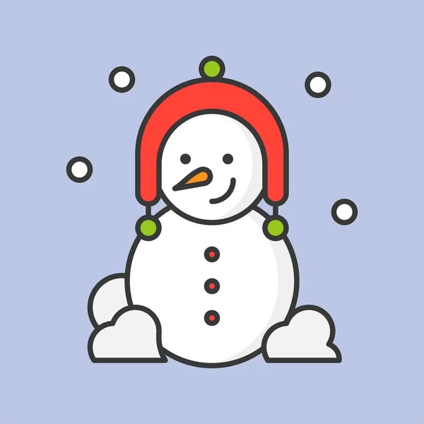 Snowman Outline Icon Violet Background Winter Christmas Concept — Διανυσματικό Αρχείο