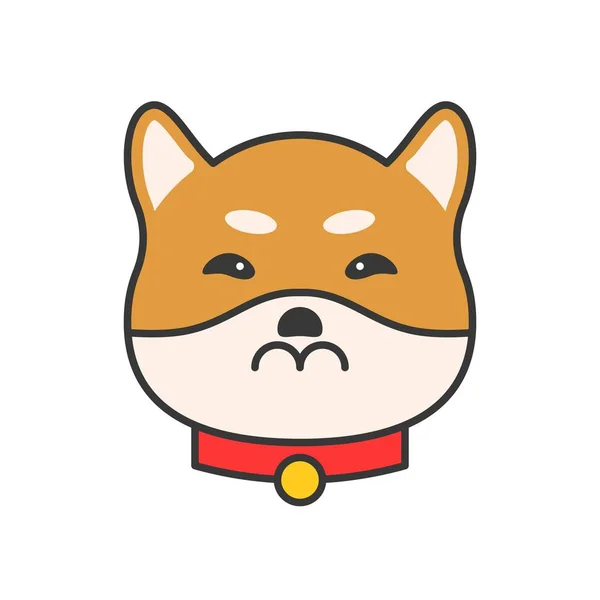 Shiba Inu Emoticon Dessin Contour Rempli Illustration Vectorielle — Image vectorielle