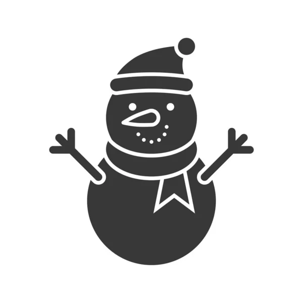 Lustiger Schneemann Solidem Outline Icon Winter Und Weihnachtskonzept — Stockvektor