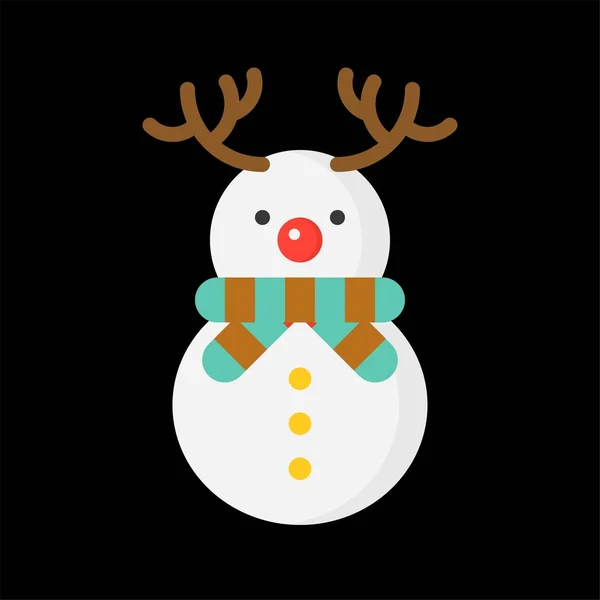 Icono Contorno Muñeco Nieve Color Invierno Concepto Navidad — Vector de stock