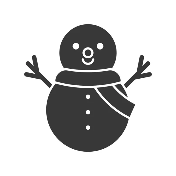 Смешной Снеговик Сплошной Контур Икона Зимняя Рождественская Концепция — стоковый вектор