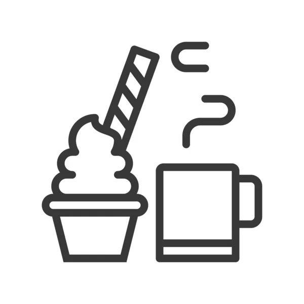 热可可饮料和杯子蛋糕装饰与糖果为圣诞节食物编辑的概述 — 图库矢量图片