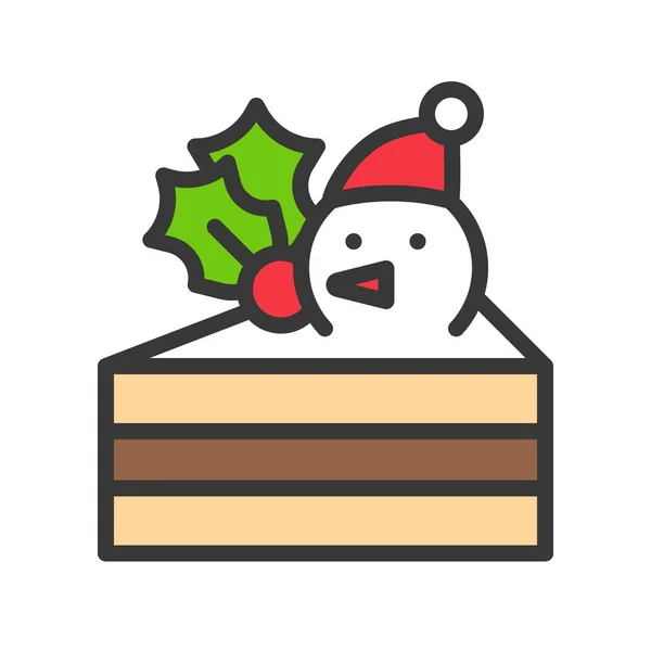 Simple Colorful Icon Snowman Cake Vector Illustration Christmas Concept — Stock Vector