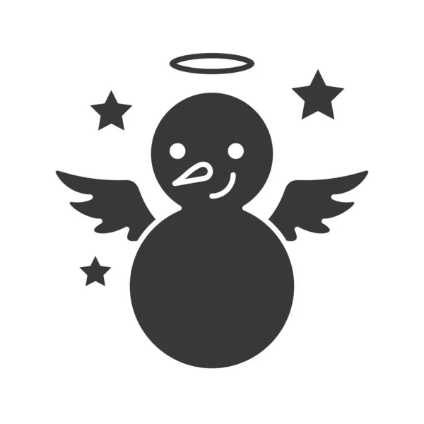 Смішний Сніговик Твердій Контурній Іконі Зимова Різдвяна Концепція — стоковий вектор