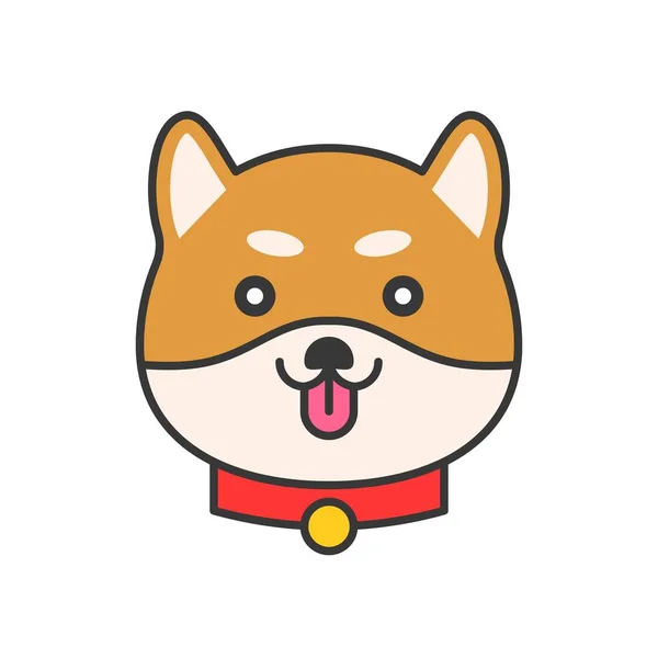 Shiba Inu Emoticon Filled Outline Design Vector Illustration — Stock Vector