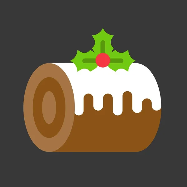 Swiss Roll Sponge Cake Thème Noël Décoré Avec Gui — Image vectorielle