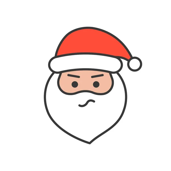 可爱的圣诞老人表情符号 填充轮廓设计向量插图 — 图库矢量图片