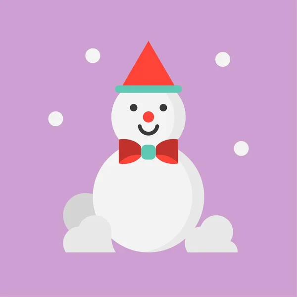 Colored Snowman Outline Icon Winter Christmas Concept — Stock Vector