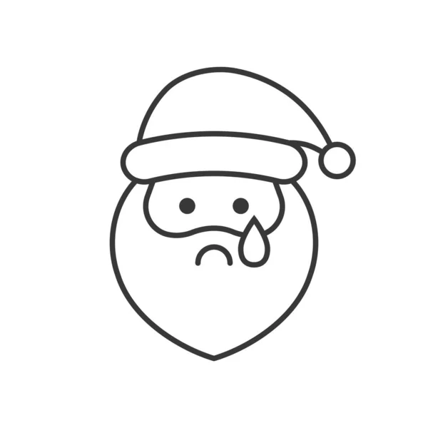 Emoticon Bonito Papai Noel Ilustração Vetor Design Linha — Vetor de Stock