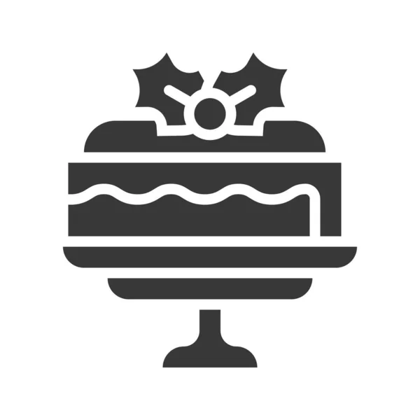 Decoración Torta Capas Navidad Icono Con Muérdago — Vector de stock