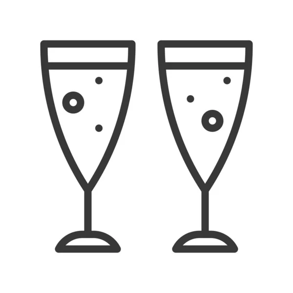 Semplice Icona Bicchieri Champagne Illustrazione Vettoriale Concetto Natale — Vettoriale Stock