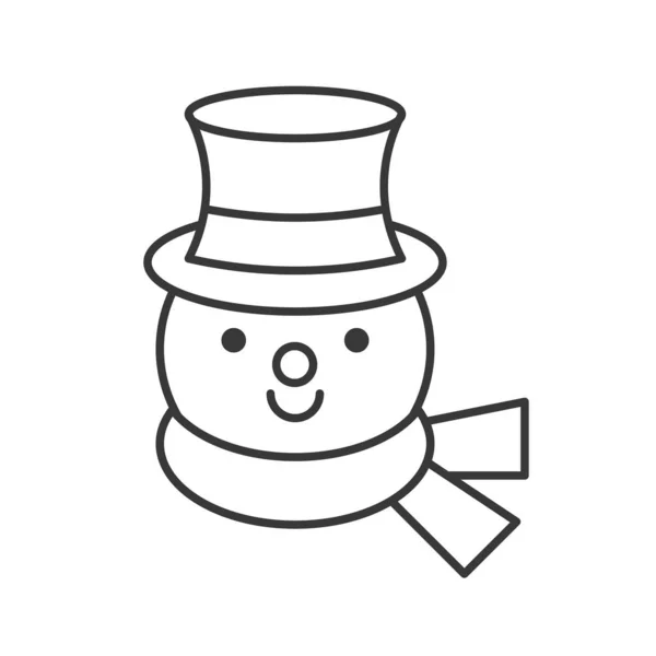 Grappige Sneeuwpop Overzicht Pictogram Winter Kerstmis Concept — Stockvector
