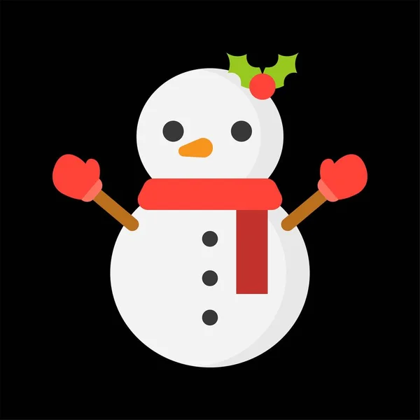 Icona Contorno Pupazzo Neve Colorato Inverno Natale Concetto — Vettoriale Stock