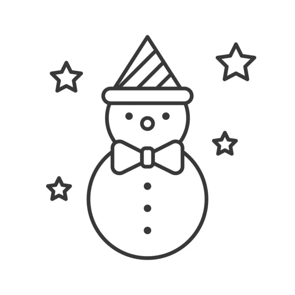 Смешной Снеговик Очертания Икона Зима Рождество Концепции — стоковый вектор