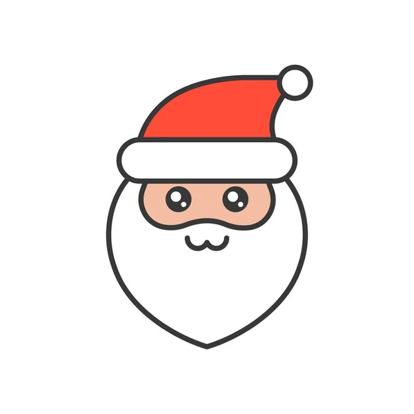 可爱的圣诞老人表情符号 填充轮廓设计向量插图 — 图库矢量图片