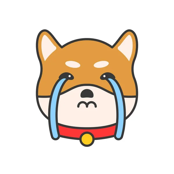 Shiba Inu Emoticon Diseño Contorno Llenado Vector Ilustración — Vector de stock