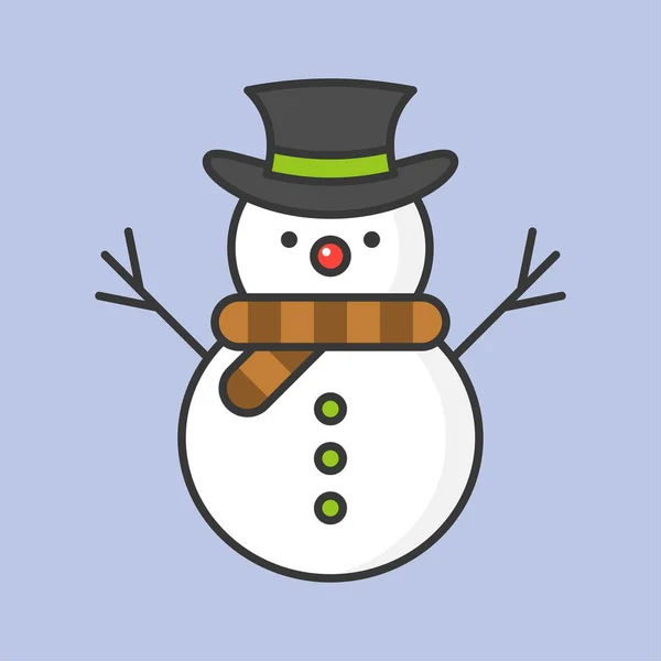 Snowman Outline Icon Violet Background Winter Christmas Concept — Stock Vector