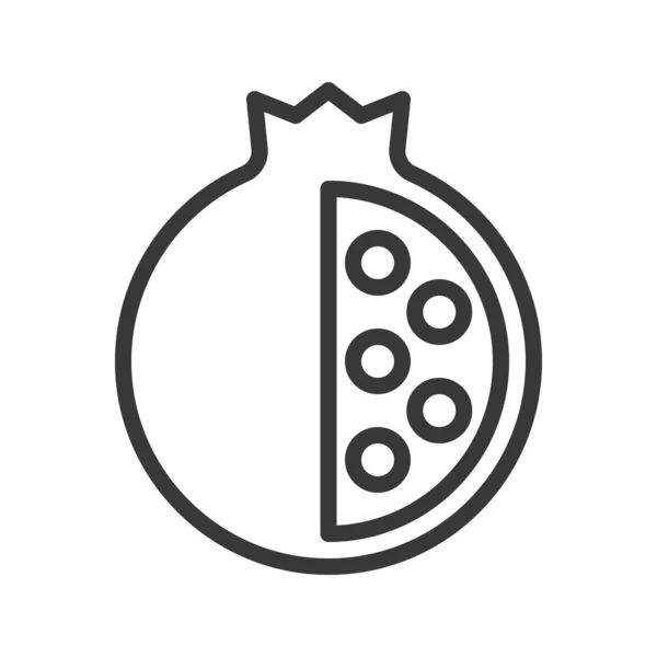 Гранат Икона Рождественской Еды Связанной Набором Редактируемый Контур — стоковый вектор