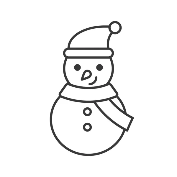 Funny Snowman Outline Icon Winter Christmas Concept — Stock Vector