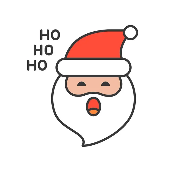 Schattige Kerstman Emoticon Gevulde Omtrek Ontwerp Vectorillustratie — Stockvector