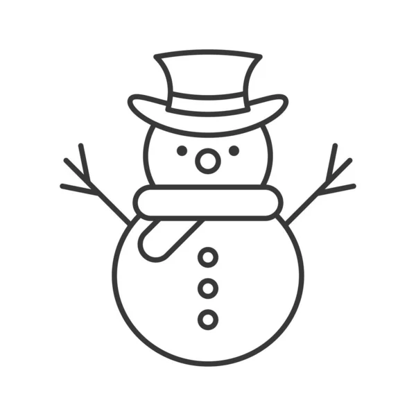 Funny Snowman Outline Icon Winter Christmas Concept — Stock Vector