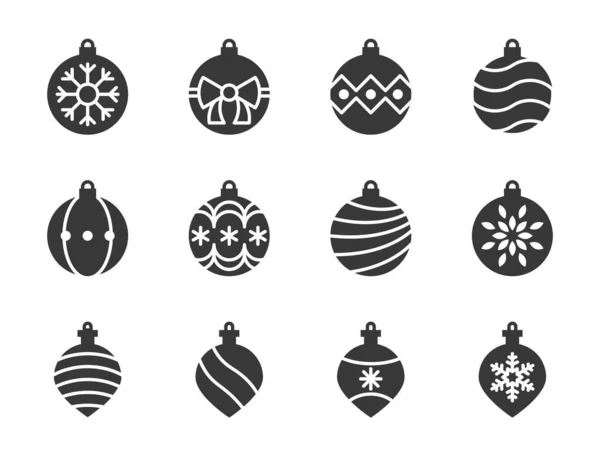 Einfache Christbaumkugeln Icons Set Vektorillustration — Stockvektor