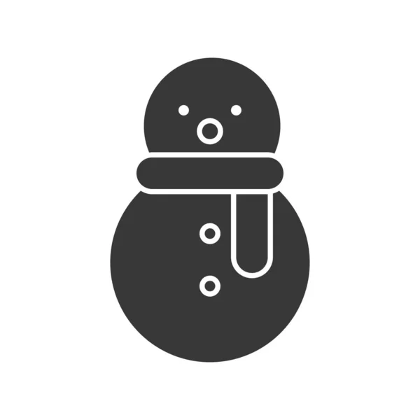 Funny Snowman Solid Outline Icon Winter Christmas Concept — Stock Vector